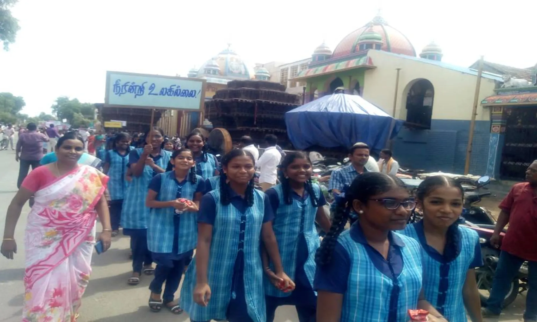 chidambaram district rain water harvesting project explain rally in students